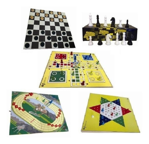 Jogo 5 Em 1 Ludo ,dama, Xadrez Chines, Hipismo, Xadrez